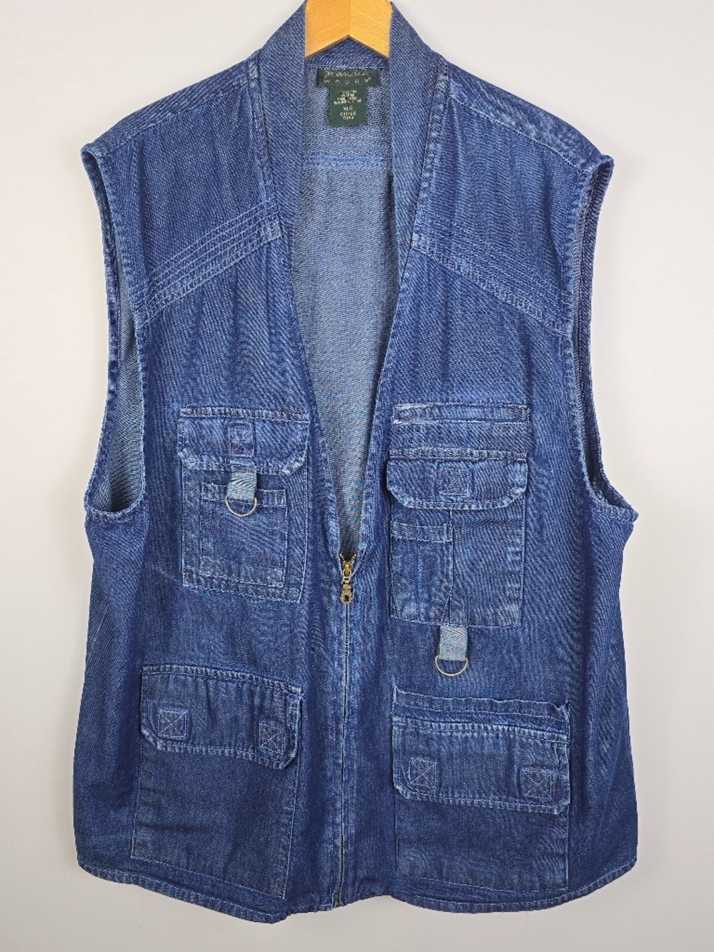 Vintage Scandia Woods Denim Explore Utility Vest Men’s XLG Multi-Pocket Gorpcore